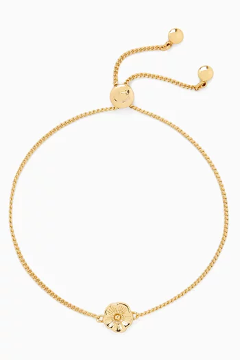 Tea Rose Slider Bracelet in Gold-plated Brass