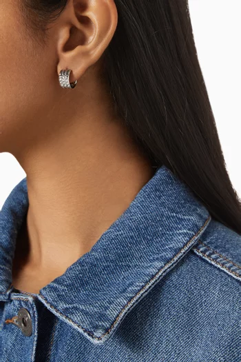 Quilted Huggie Earrings in Silver-plated Brass