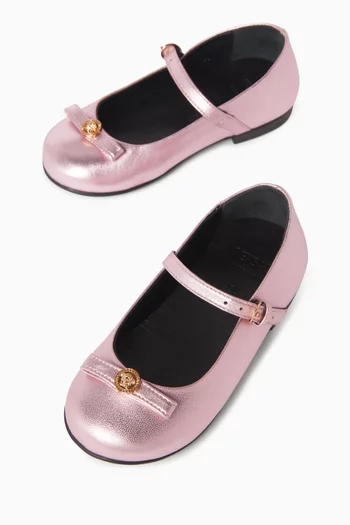 Gianni Ribbon Ballet Flats in Metallic Leather