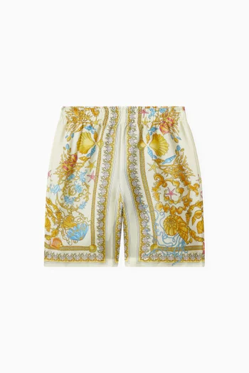 Underwater Barocco Shorts in Silk Twill