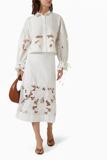 تنورة تاليثا متوسطة الطول قطن بوبلين