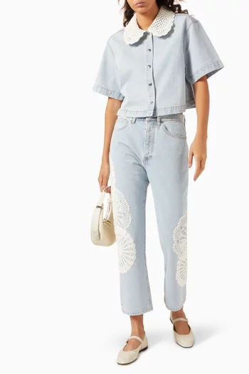 The Crochet-collar Shirt in Denim