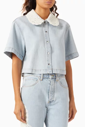 The Crochet-collar Shirt in Denim