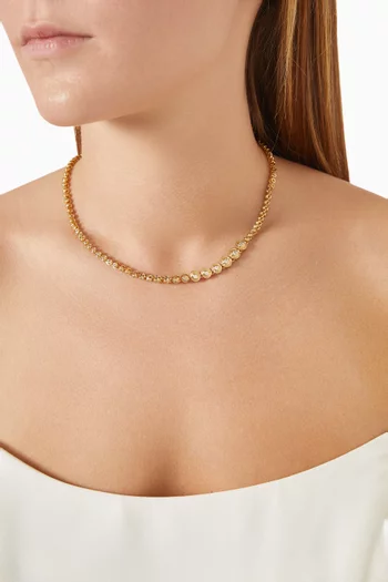 Wave Bezel Tennis Necklace in Gold-plated Brass