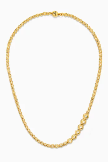 Wave Bezel Tennis Necklace in Gold-plated Brass