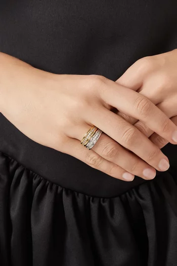 Wave Bezel Ring Set in Gold-plated & Silver-plated Brass