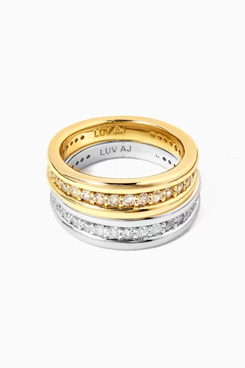 Wave Bezel Ring Set in Gold-plated & Silver-plated Brass