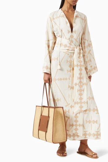 فستان وايلد طويل بنقشة سافانا وحزام