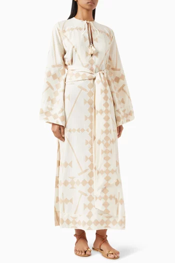 فستان وايلد طويل بنقشة سافانا وحزام