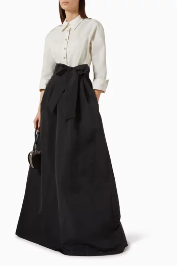 فستان سهرة بنمط قميص بأزرار مرصعة تفتا