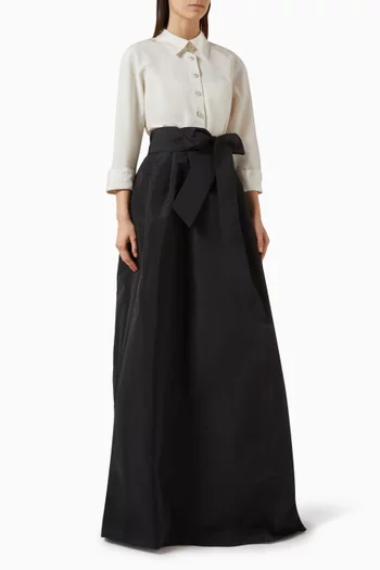 فستان سهرة بنمط قميص بأزرار مرصعة تفتا