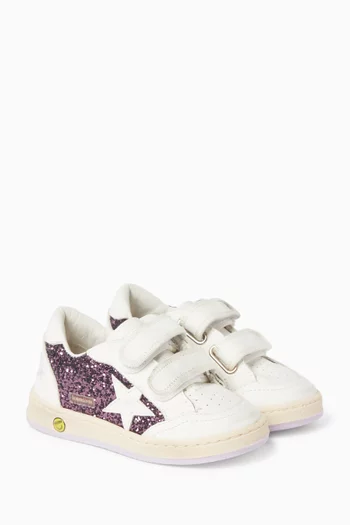 Ball Star Strap Sneakers in Leather & Glitter