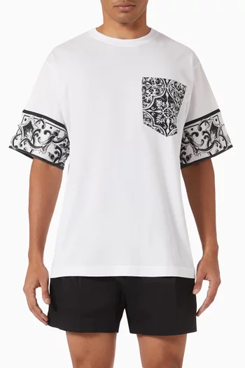 Majolica-print T-shirt in Cotton Blend