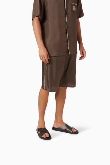 Criss-cross Logo Sandals in Calfskin Leather