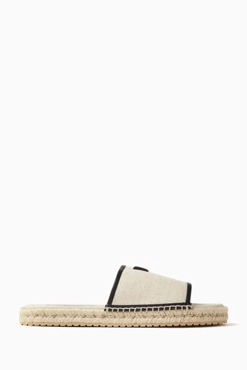 Espadrille Slides in Canvas & Leather