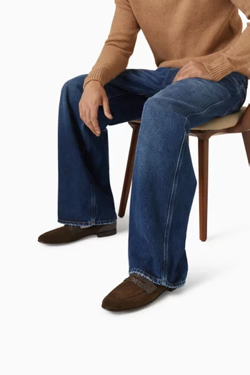 حذاء سهل الارتداء شمواه مقسم وجلد