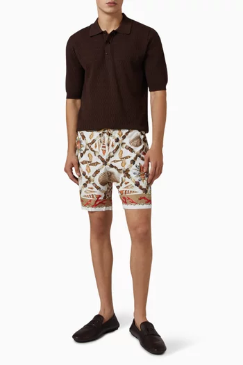 Shell-printed Swim Shorts in Nylon