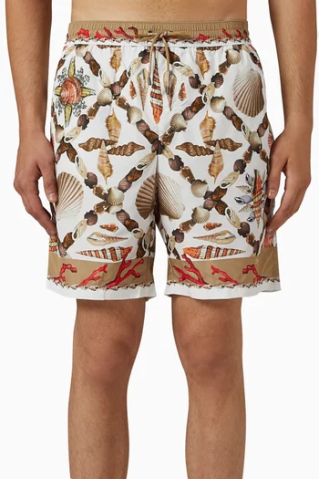 Shell-printed Swim Shorts in Nylon