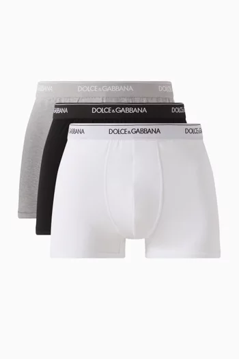 Logo Boxer Briefs in Stretch Jersey, Set of 3