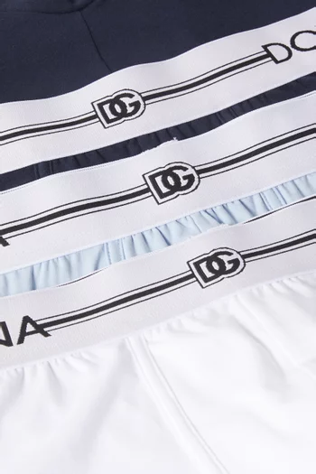 Logo Boxer Briefs in Stretch Cotton, Set of 3