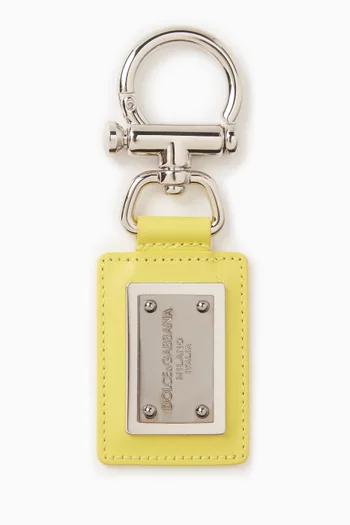 Logo-plaque Keyring in Leather