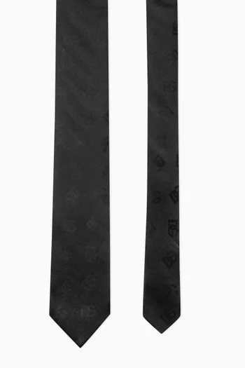 Logo Jacquard Tie in Silk