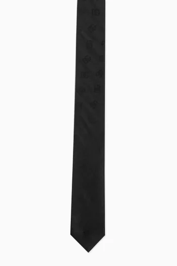 Logo Jacquard Tie in Silk