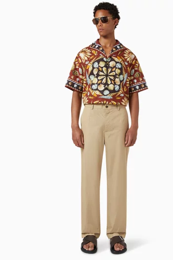 Printed Oversized Shirt in Cotton Poplin