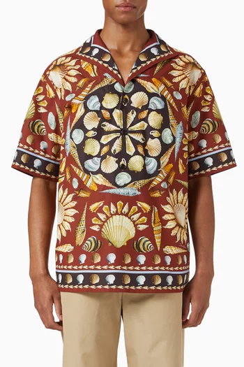 Printed Oversized Shirt in Cotton Poplin