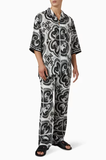 Maiolica-print Hawaii Shirt in Linen