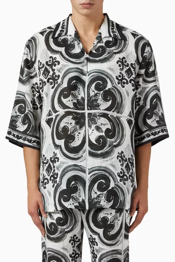 Maiolica-print Hawaii Shirt in Linen