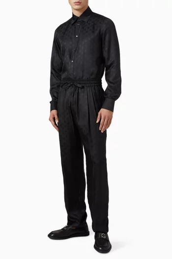 Logo Martini Jacquard Shirt in Silk