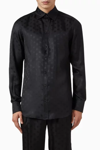Logo Martini Jacquard Shirt in Silk