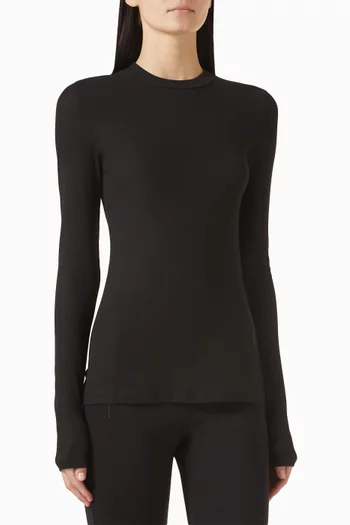 Rib-knit T-shirt in Cotton Blend