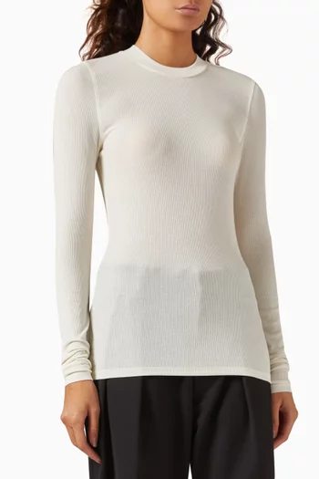 Rib-knit T-shirt in Cotton Blend