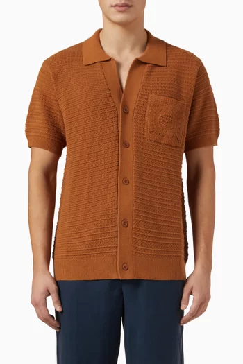 César Shirt in Cotton Crochet Knit