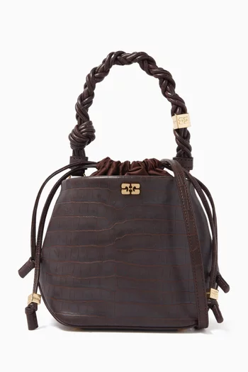 Bou Bucket Bag in Croc-embossed Leather