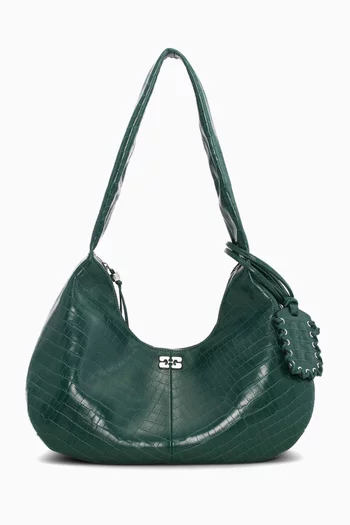 حقيبة هوبو بو متوسطة جلد بنقشة جلد التمساح