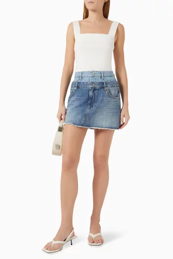 تنورة ساليكس قصيرة بخصر مزدوج دينم