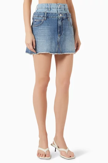 تنورة ساليكس قصيرة بخصر مزدوج دينم