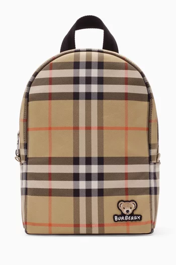 حقيبة ظهر بنقشة مربعات قنب