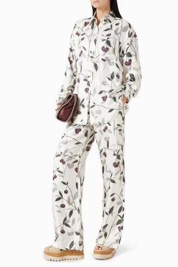 High Summer Cherry-print Pants in Silk