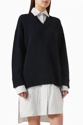 Crewneck Sweater Shirtdress in Virgin Wool