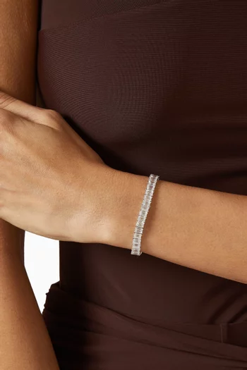Emerald Shaped Diamond Tennis Bracelet in 18kt White Gold