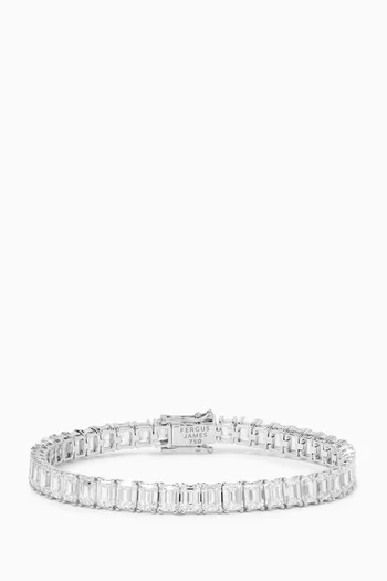 Emerald Shaped Diamond Tennis Bracelet in 18kt White Gold