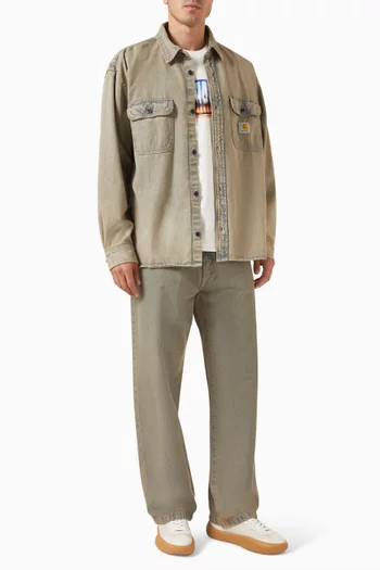Tigan Logo Shirt Jacket in Denim