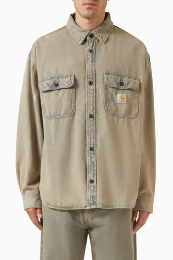 Tigan Logo Shirt Jacket in Denim