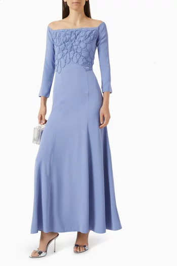 Rope-detail Off-shoulder Gown
