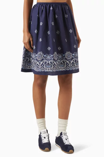Printed Skirt in Cotton Poplin