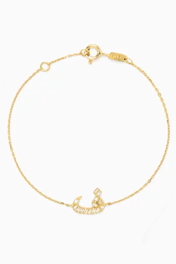 Oula XS Arabic Letter 'Faa' Diamond Bracelet in 18kt Gold